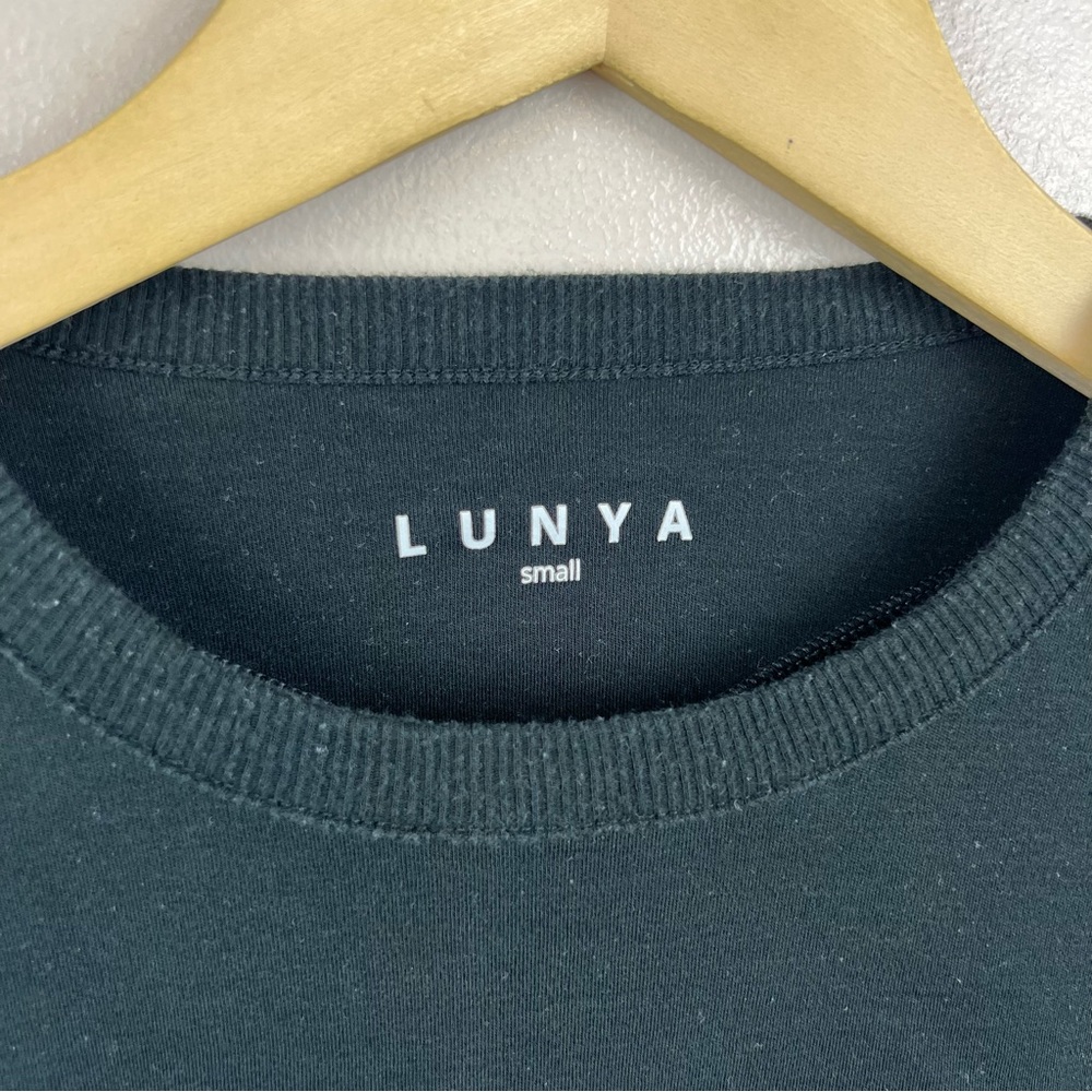 Lunya Pima Long Sleeve Crew T-shirt Womens Size Small Black Thumbholes Lounge - Picture 3 of 10